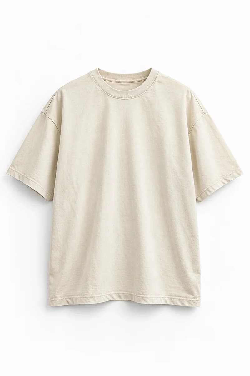 Washed Basic Tee — krem